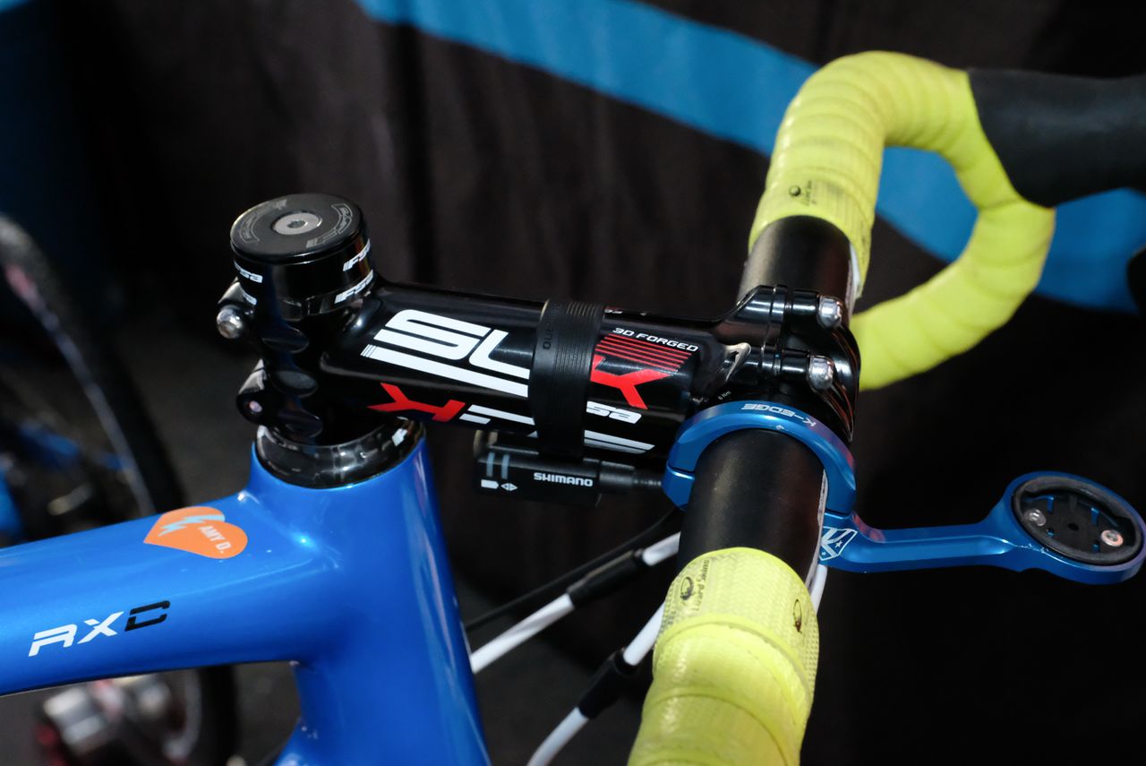Driscoll runs a FSA SL-K stem and a reminder of Amy D on his top tube