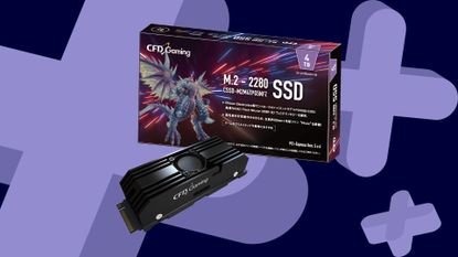 CFD Gaming Gen 5 SSD on GameRadar blue background