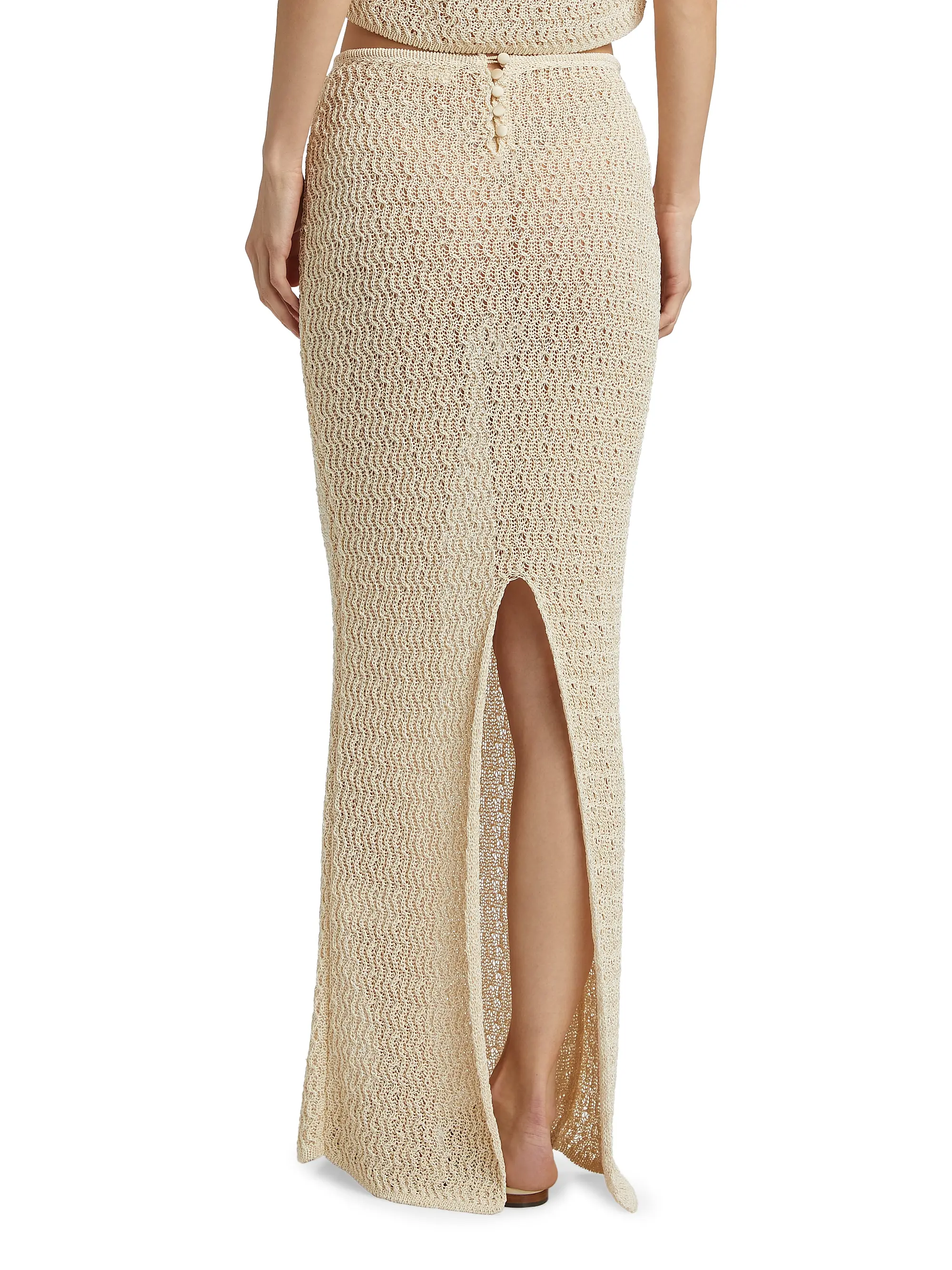 Prettie Crochet-Knit Sheer Maxi-Skirt