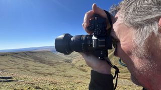 Closeup of Nikon Z5 II being used on a landscape shoot