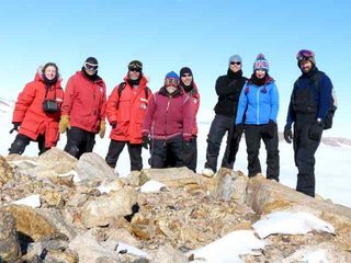 All-for-one picture of Antarctic meteorite hunters.