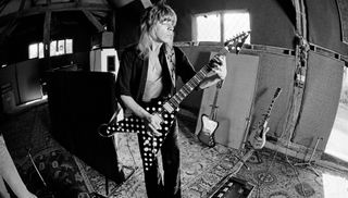 Randy Rhoads recording at Ridge Farm Studio in West Sussex, England in May 1980