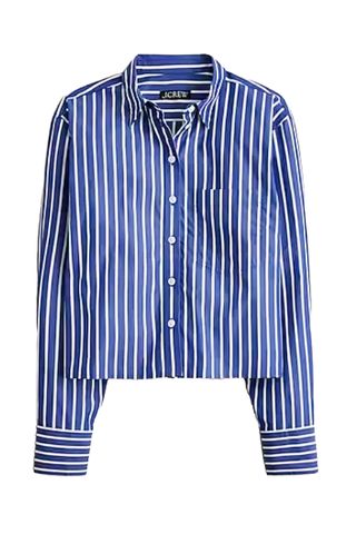 Cropped Button-Up Shirt in Stripe