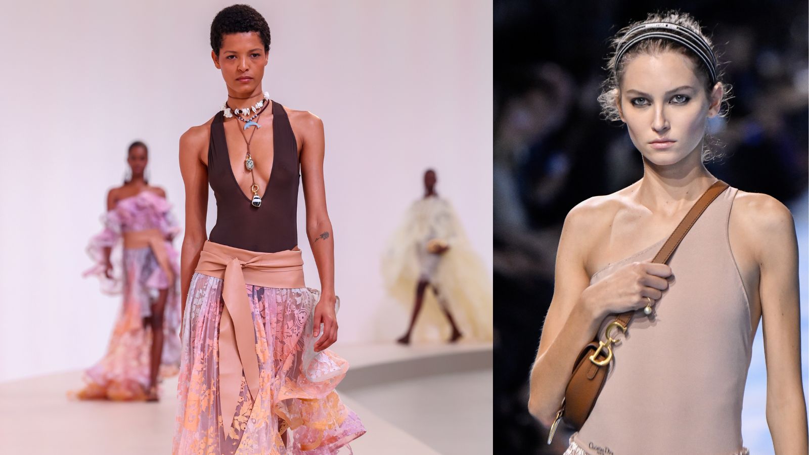 Two Zimmermann swimsuits on the runway for Spring/Summer 2025