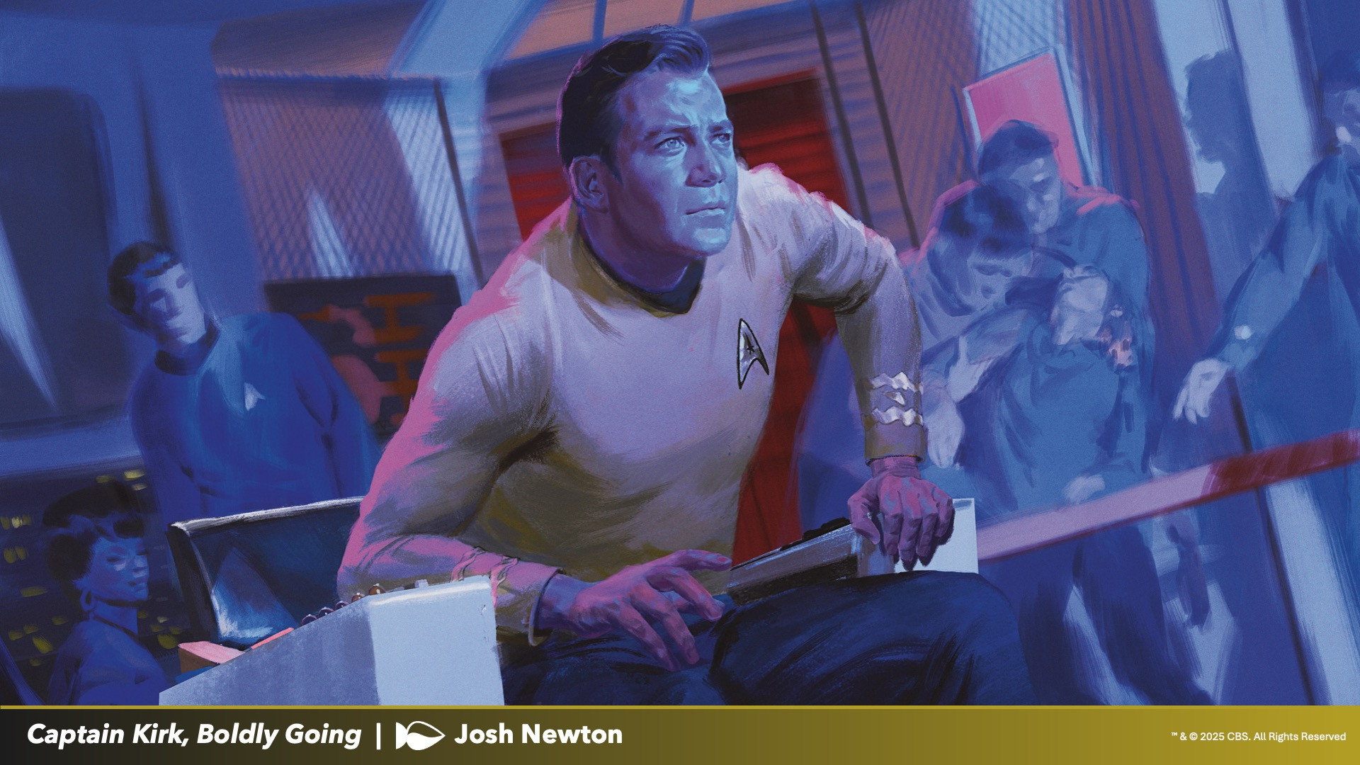 MTG Star Trek artwork featuring Captain Kirk on the bridge of the Enterprise