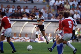 Lothar Matthaus in action for West Germany at the 1990 World Cup.
