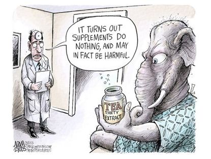 Political cartoon Republicans tea party