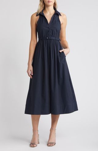 Garvey Belted Sleeveless Shirtdress