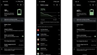 Pixel 5a battery usage screenshots