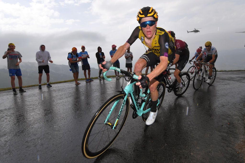 Jumbo-Visma&#039;s Steven Kruijswijk climbs during stage 15 of the 2019 Tour de France, en route to an eventual third overall in Paris