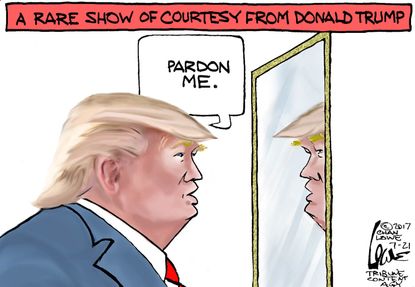 Political cartoon U.S. Trump Russia investigation pardon