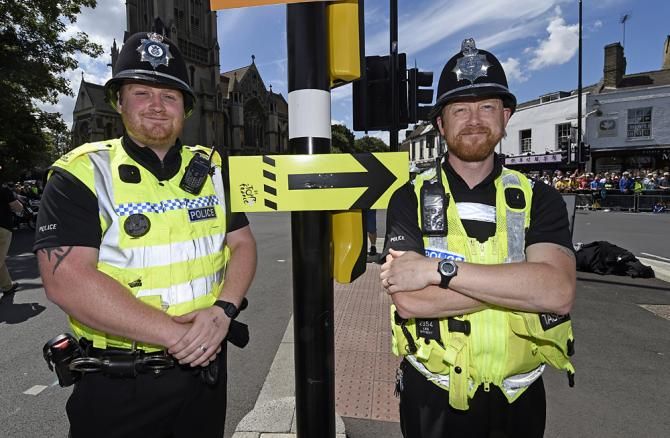 Bobbies help direct traffic