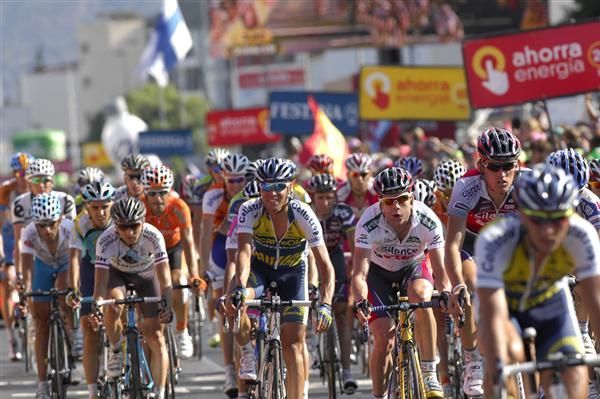 Cadel Evans (Silence-Lotto) finishes with the bulk of the peloton, and his main rivals for the overall