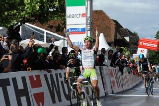 Peter Sagan (Liquigas-Cannondale) celebrates a stage 3 win