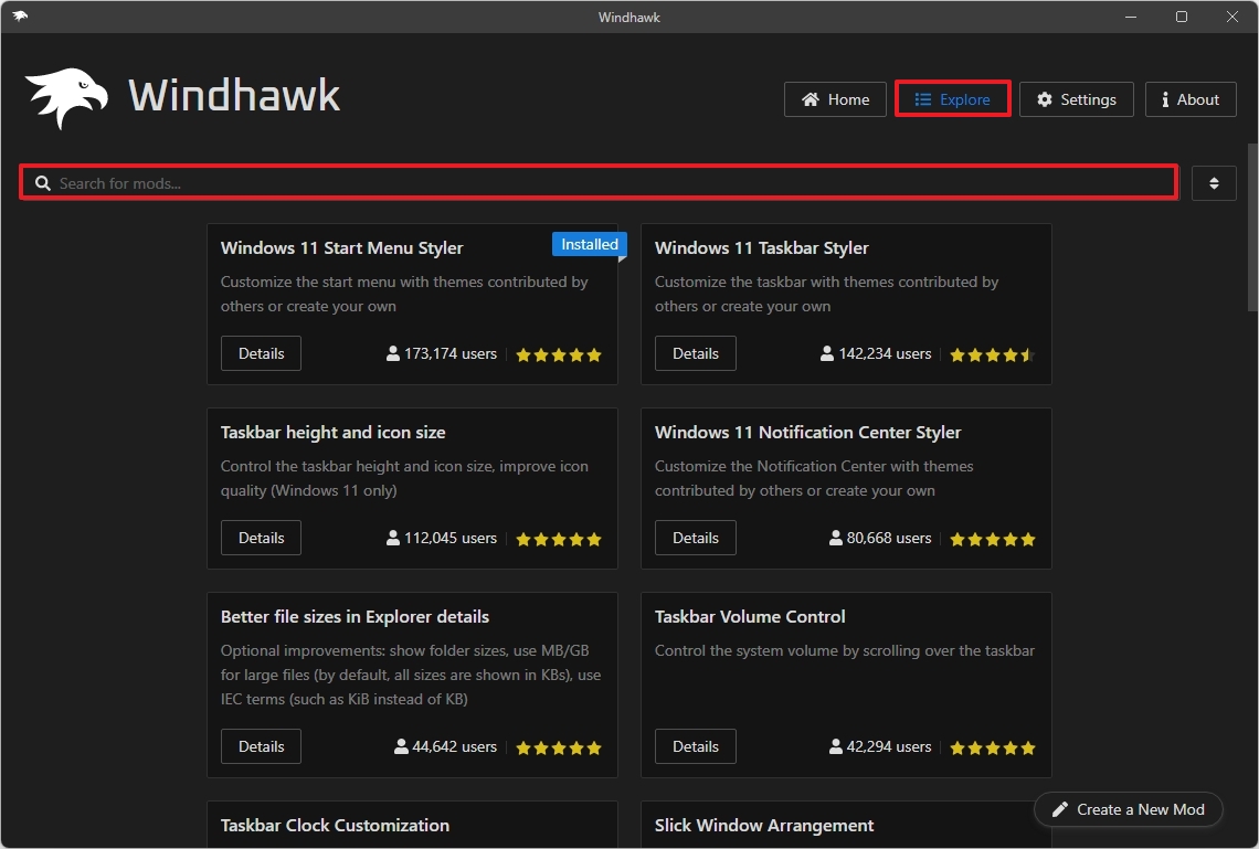 WindHawk explore mods