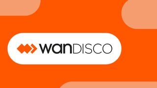 WANdisco logo in a white rectangle with rounded corners, against an orange background