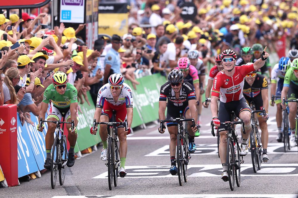 The end of the sprint during stage 15.