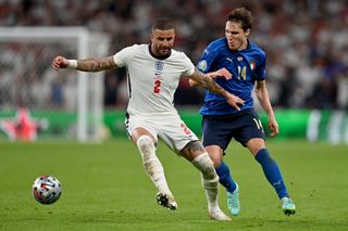 Kyle Walker in action for England against Italy in the final of Euro 2020.