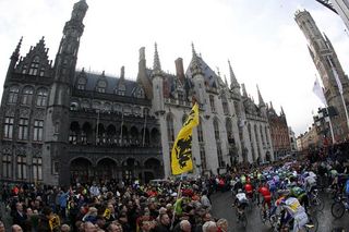 Riders roll out of picturesque Bruges for the 94th Tour of Flanders.
