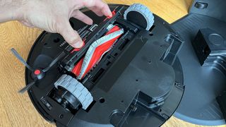 Yeedi C12 Pro Plus robot vacuum flipped complete to show brushroll