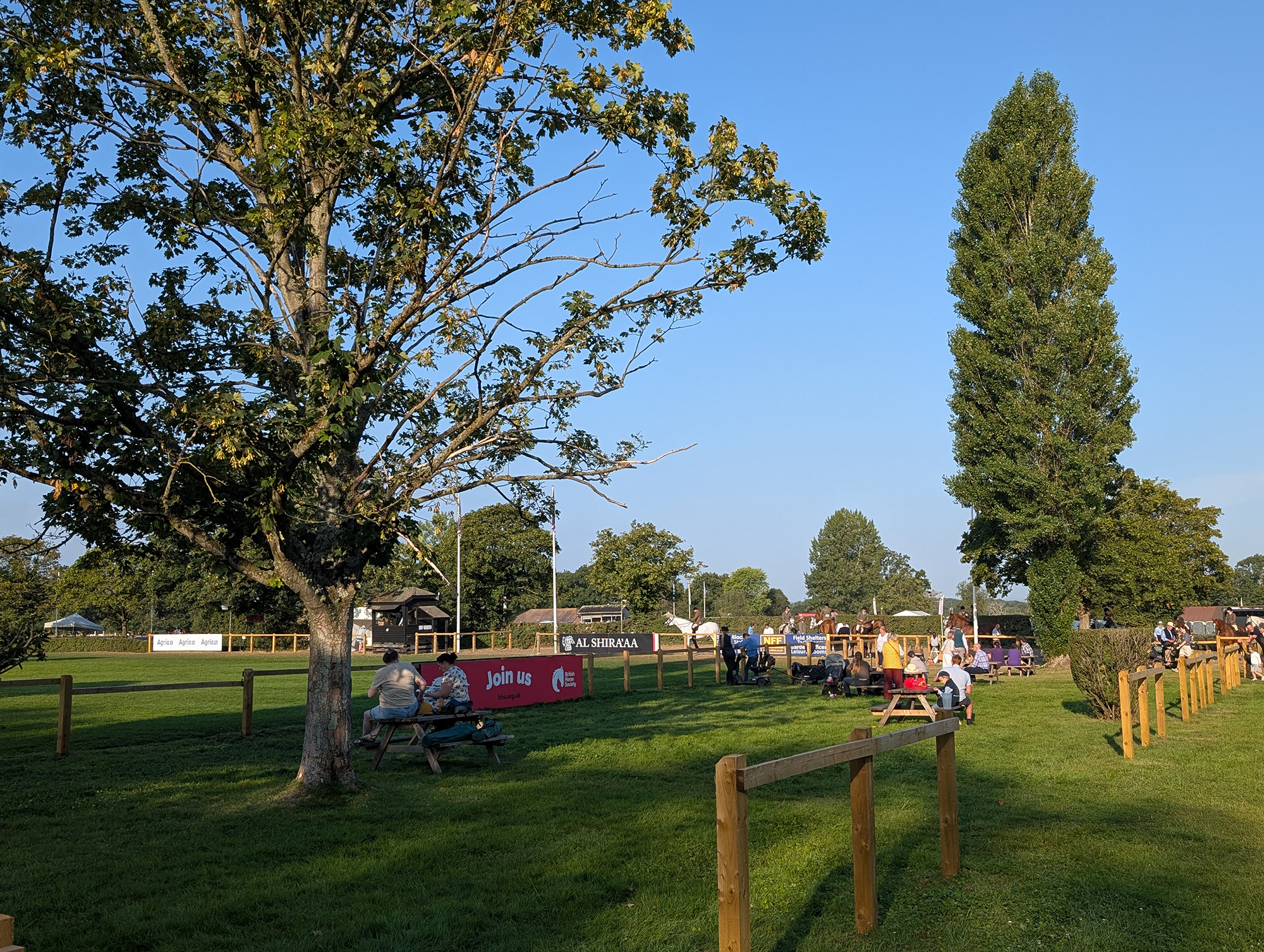A early morning shot of the grass showing arenas at Hickstead