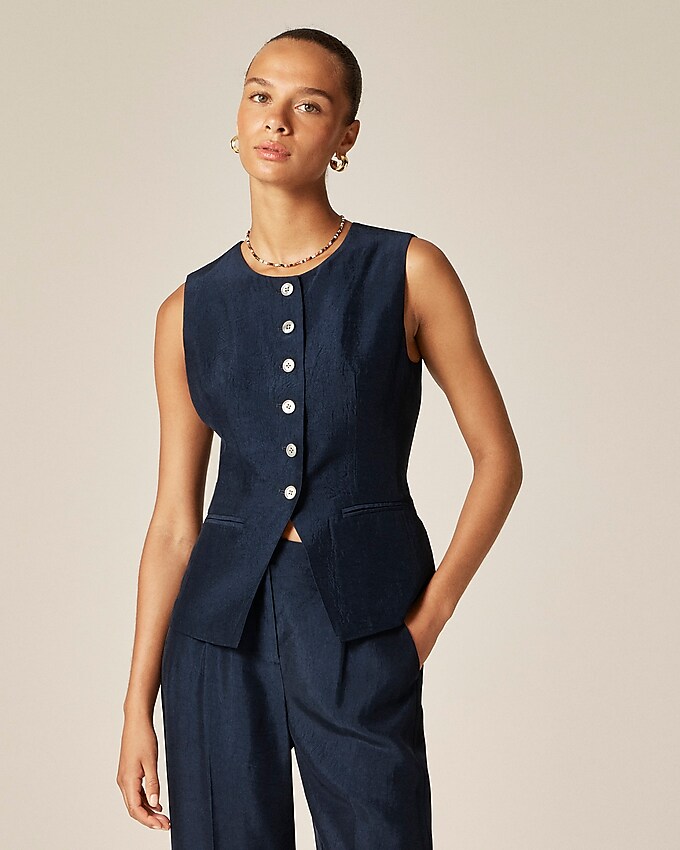 Essential Cutaway Vest Top in Textured Satin
