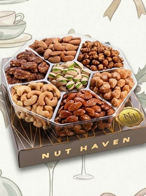 Holiday Christmas Nuts Gift Basket - Assortment of Sweet & Roasted Salted Gourmet Nuts - Assorted Food Gift Box for Christmas, Holiday, Family, Sympathy, Men & Women.