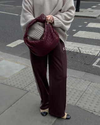 @francescasaffari wearing burgundy