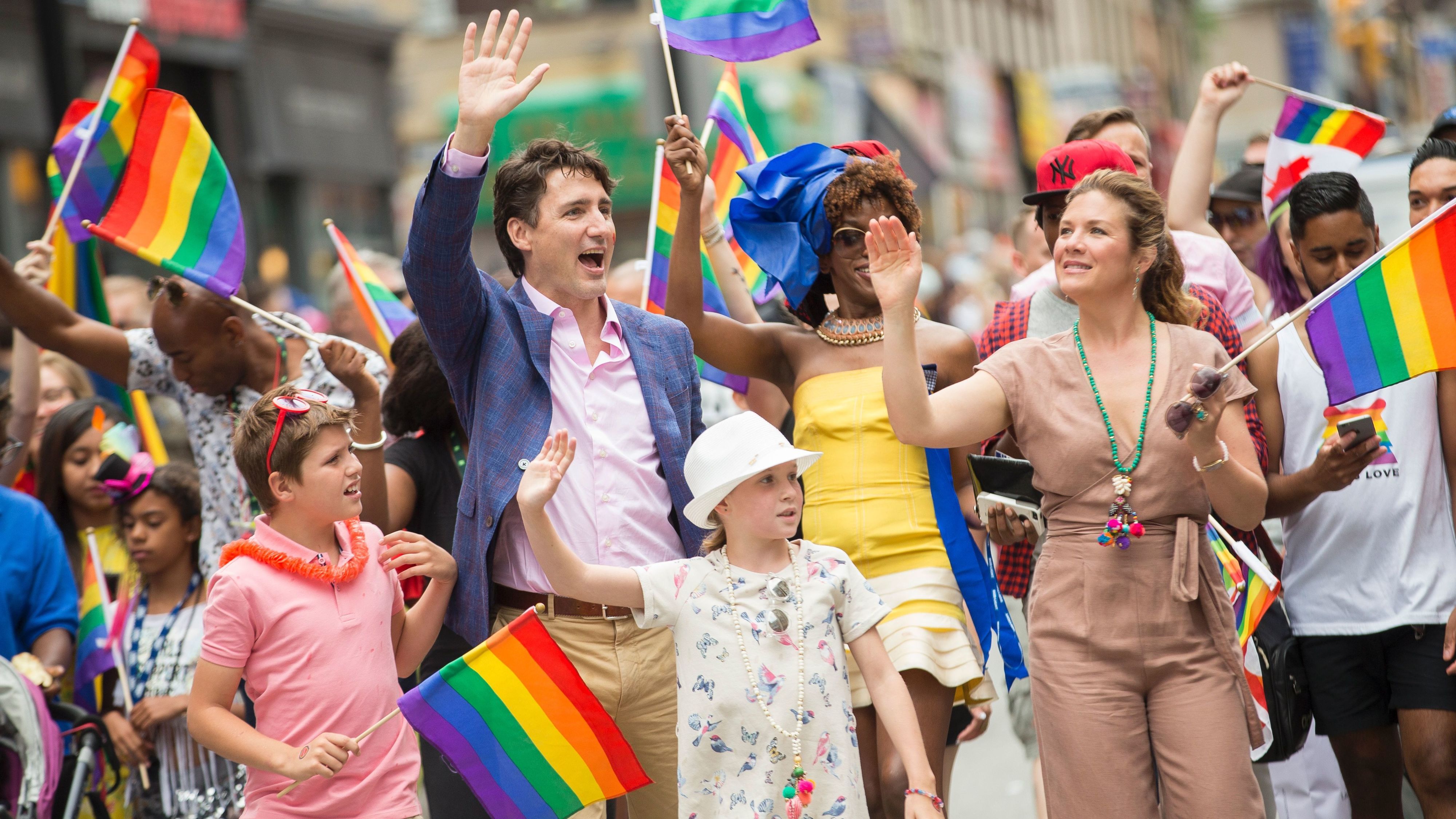 Justin Trudeau Marched With His Family in Toronto's Pride Parade