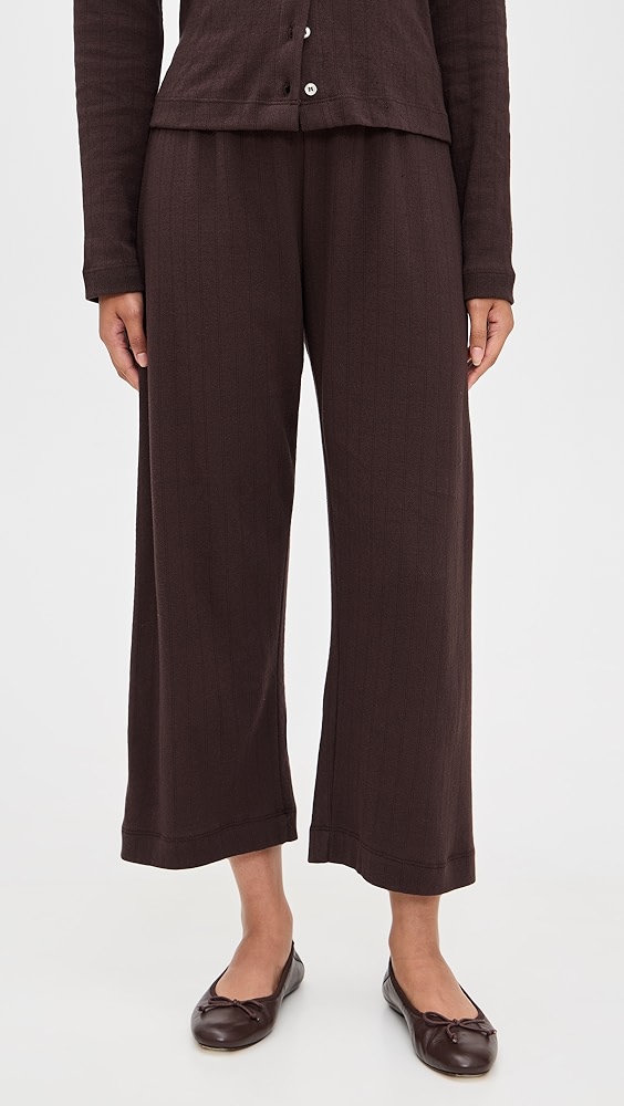 Leset Pointelle Crop Wide Leg Pants