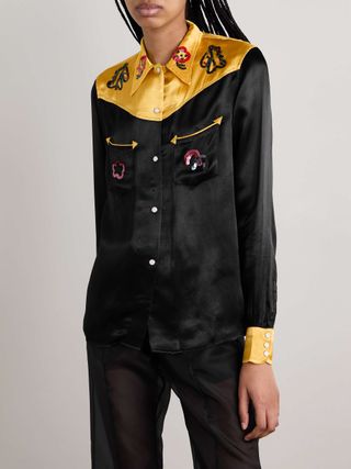 Bode Rodeo Sequin-Embellished Satin Shirt