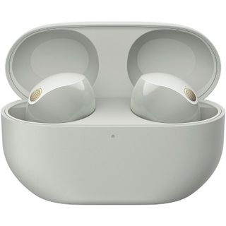 Sony WF-1000XM5 earbuds on white background 