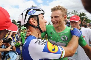Marcel Kittel celebrates another Tour de France stage win with teammates.