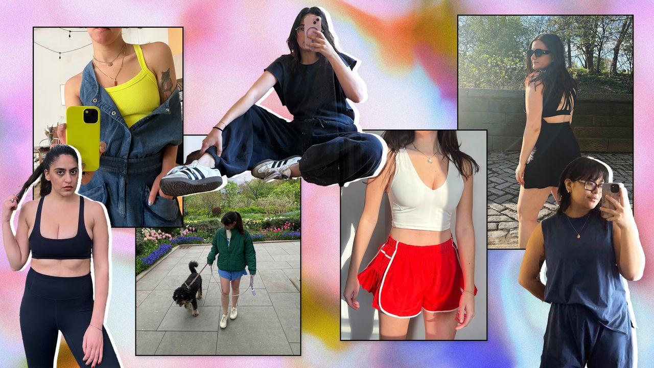 a collage of Marie Claire editors wearing Free People Movement