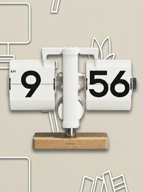 Mooas Classic Modern Wood Mini Flip Desk Clock