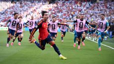 Spain's Ferran Torres celebrates winning World Cup goal in final against Argentina