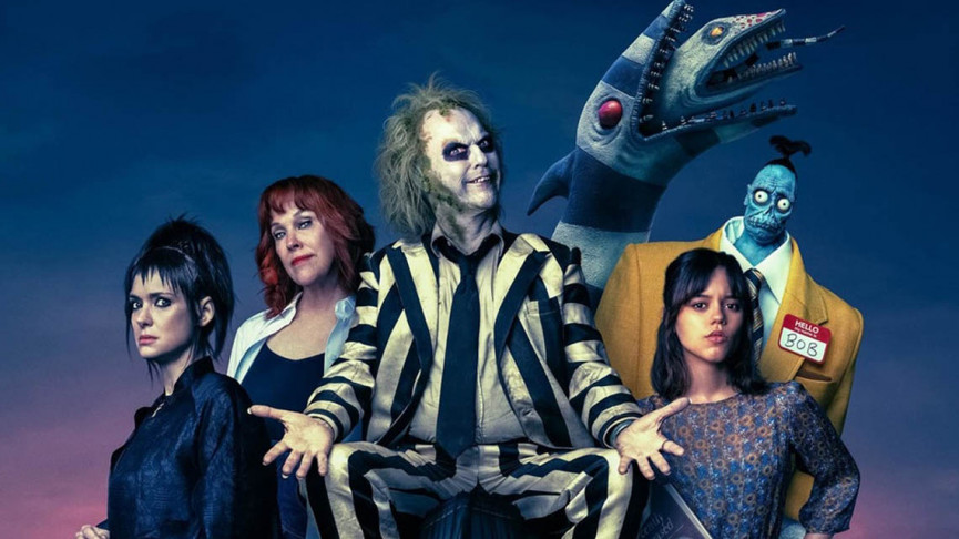 A picture of the main Beetlejuice cast.