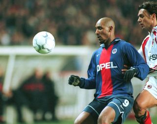 Nicolas Anelka in action for Paris Saint-Germain against AC Milan in February 2001.