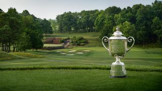 A general view of the Wanamaker Trophy at Valhalla Golf Club