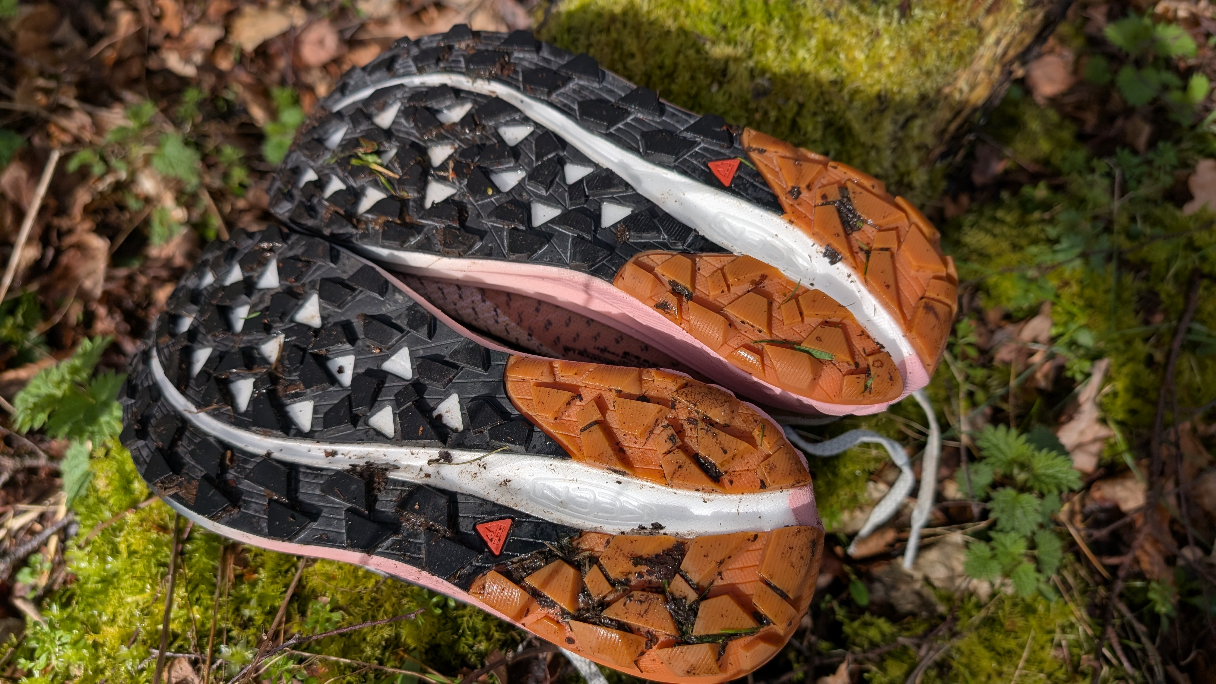 The soles of the Keen Seek trail running shoes
