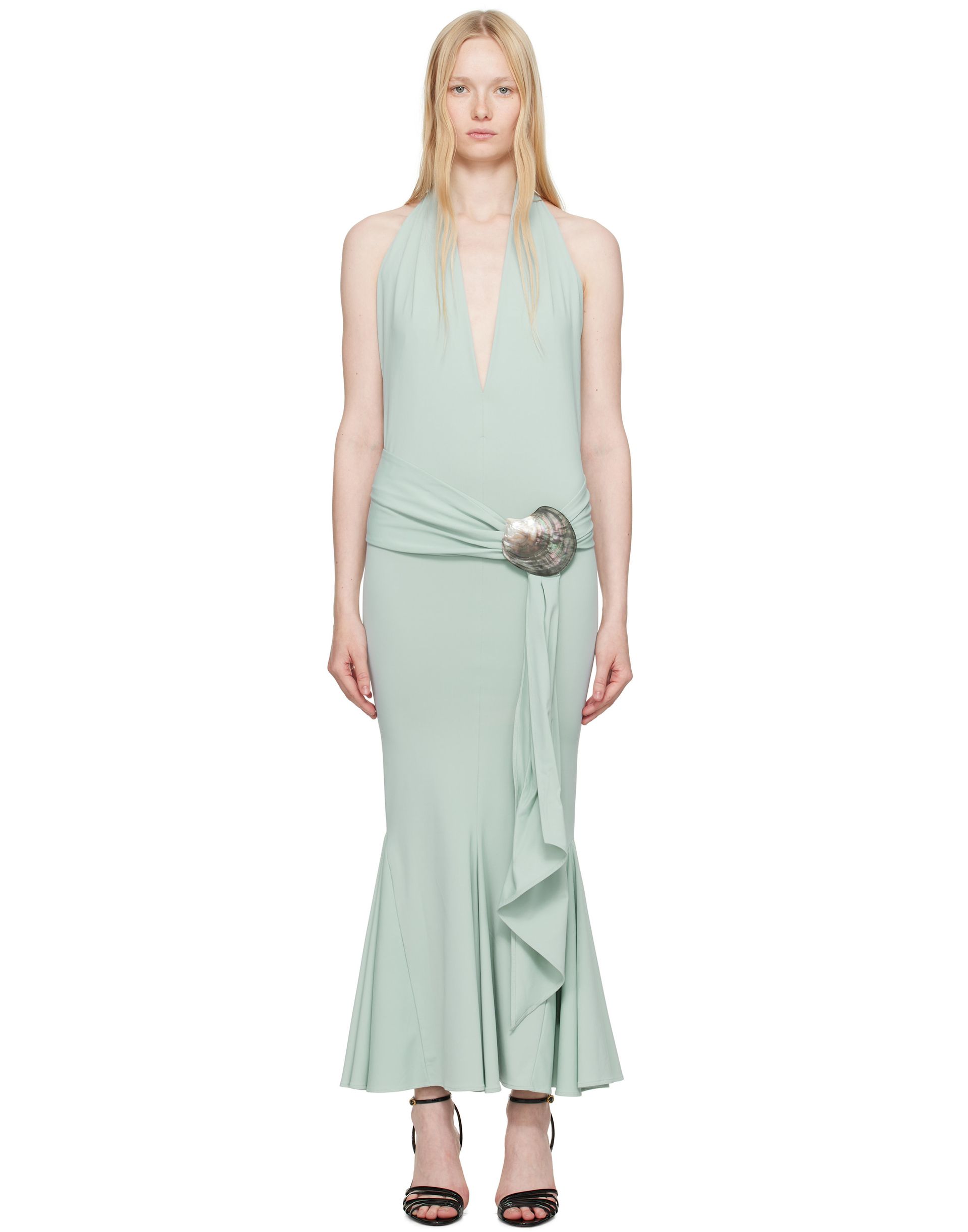 Conner Ives, Blue Shell Belt Maxi Dress