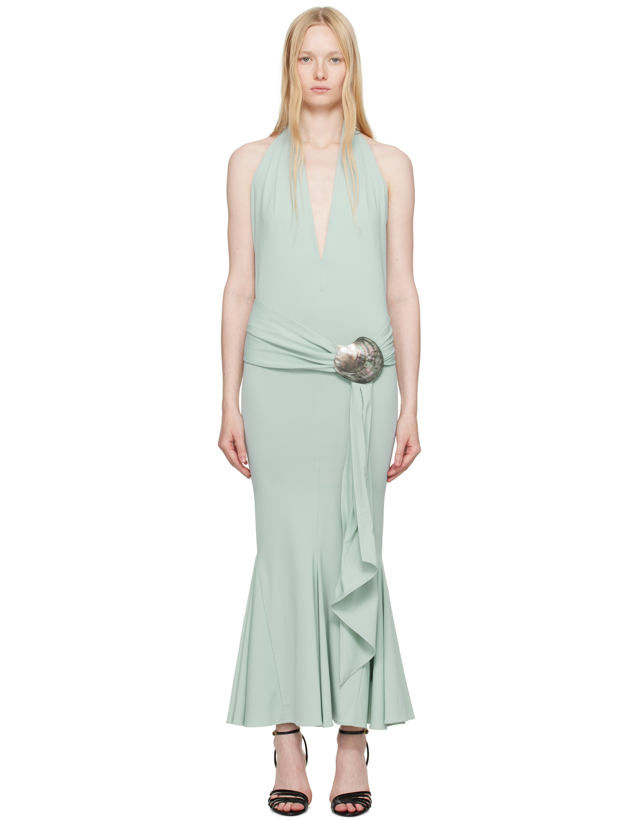 Conner Ives, Blue Shell Belt Maxi Dress