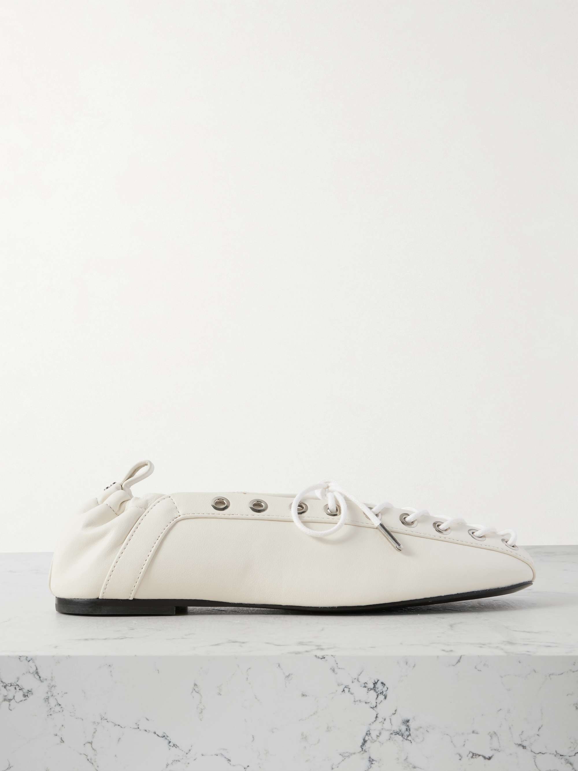 Lace-Up Embellished Recycled Leather Ballet Flats