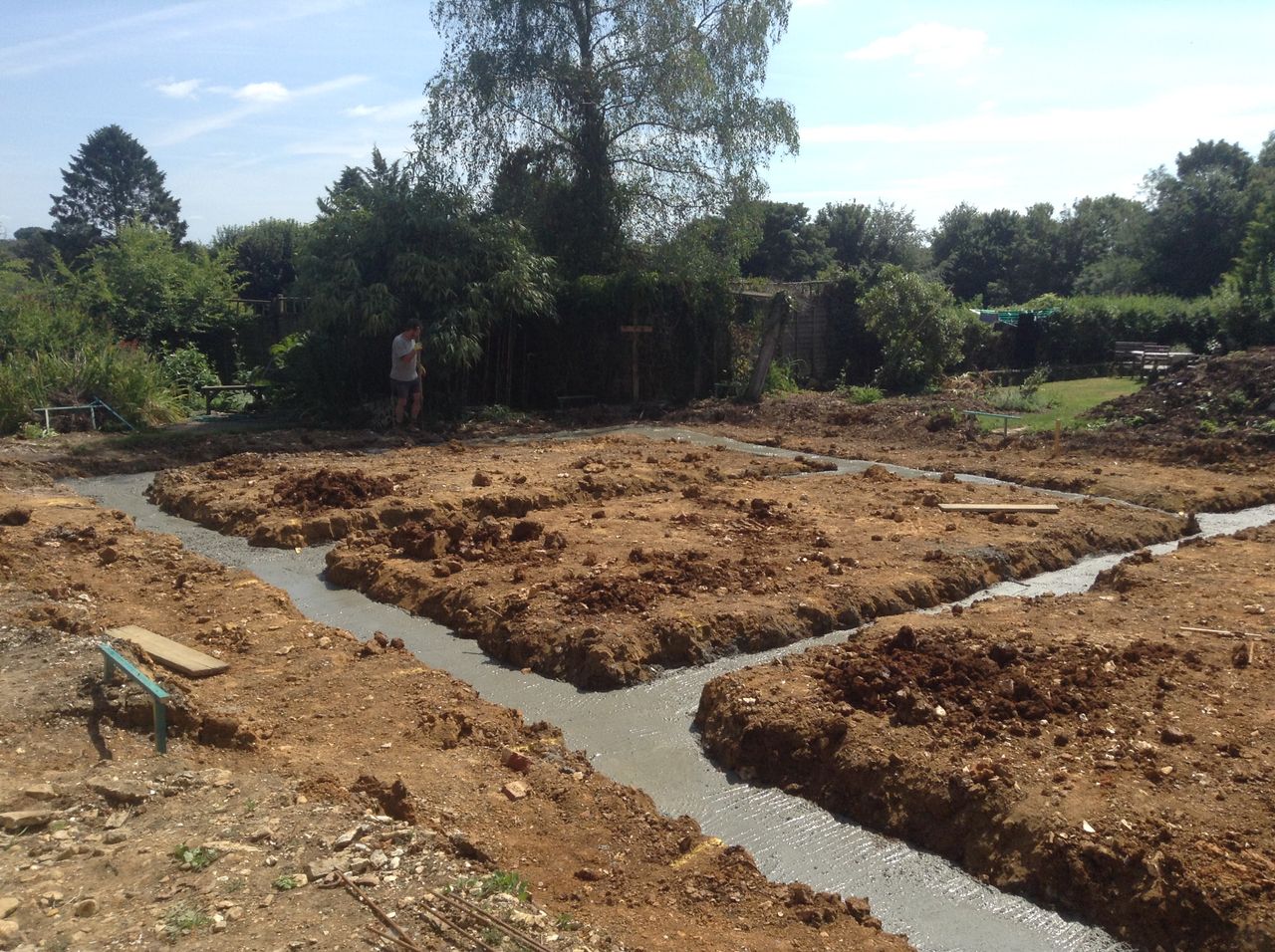 Strip foundations were laid by Alan