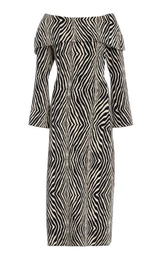 Bennie Zebra-Print Off-The-Shoulder Maxi Dress