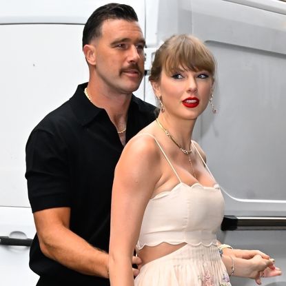 Taylor Swift and Travis Kelce in New York City wearing a Zimmermann dress