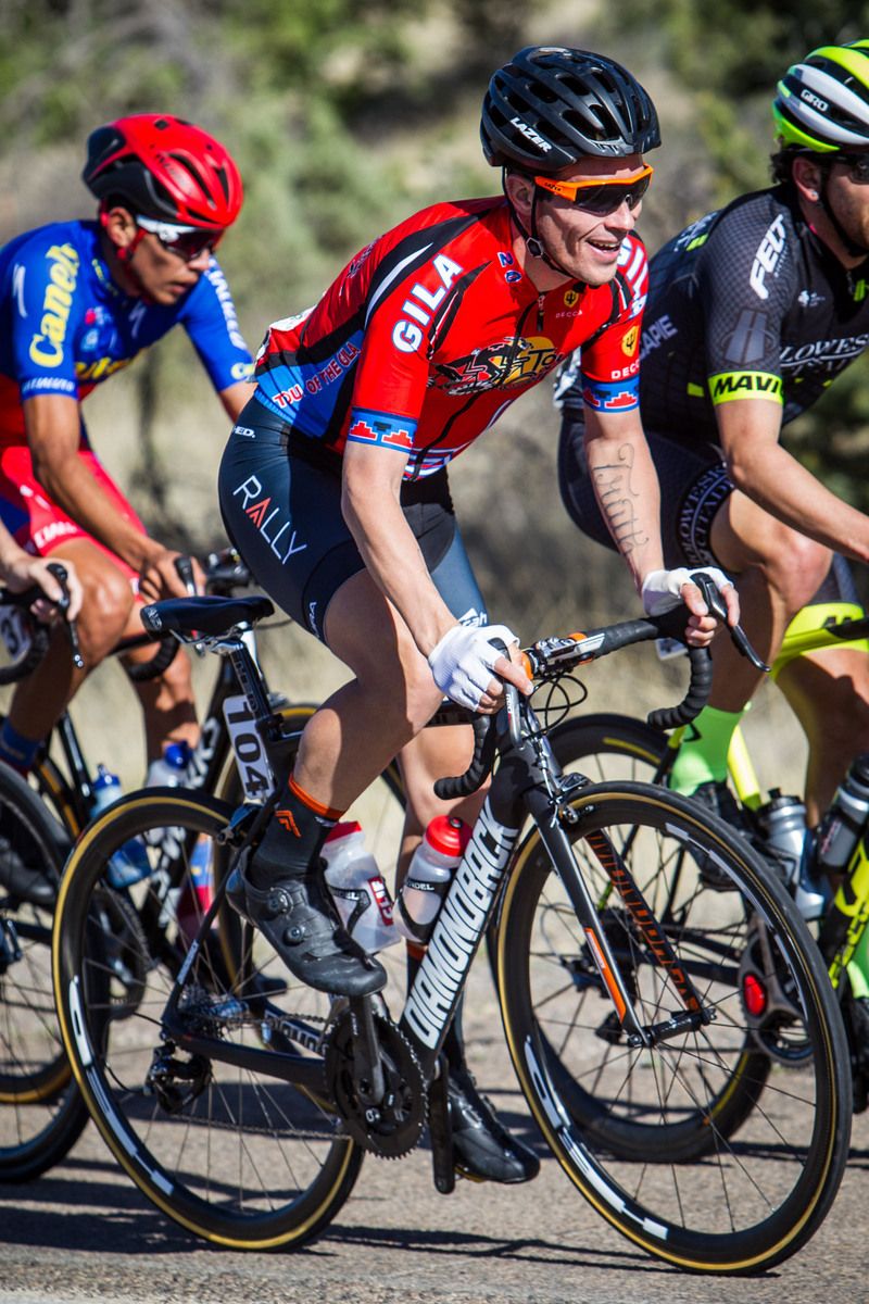 Evan Huffman (Rally) rides in the bunch early in the day.