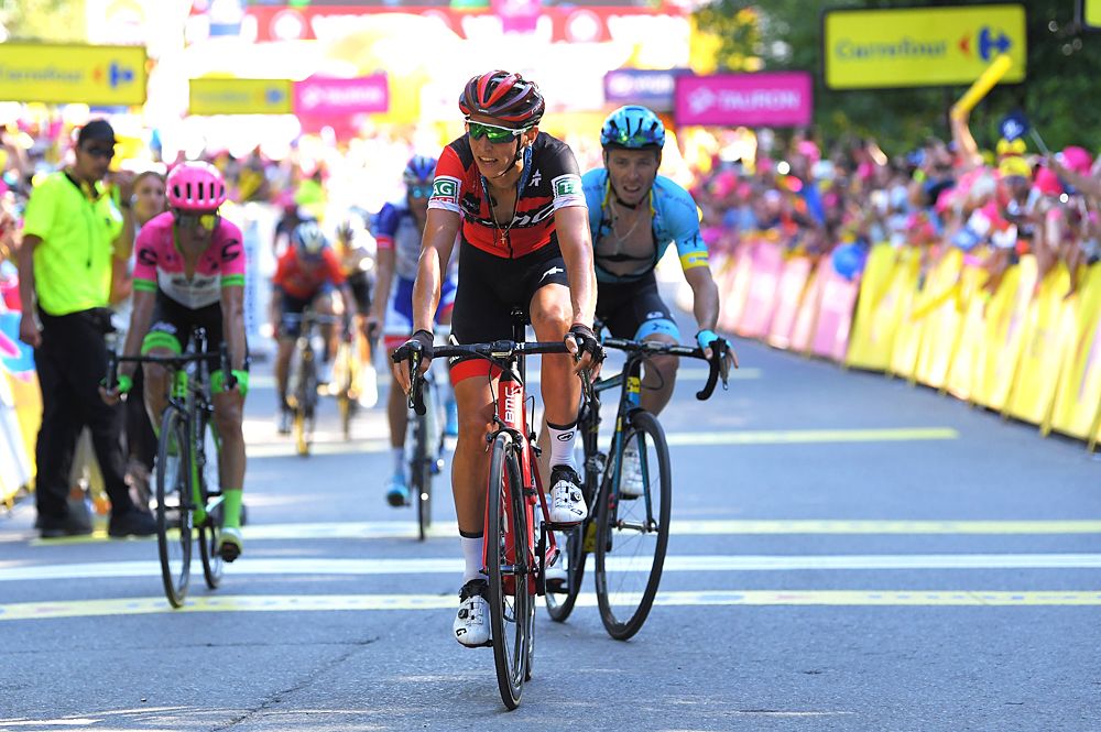 Dylan Teuns (BMC) and Michal Kwiatkowski (Sky) sprint for the line stage 4 Tour de Pologne
