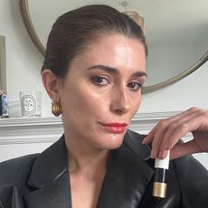 Eleanor wearing Hermes Rouge Hermes Silky Lipstick Shine