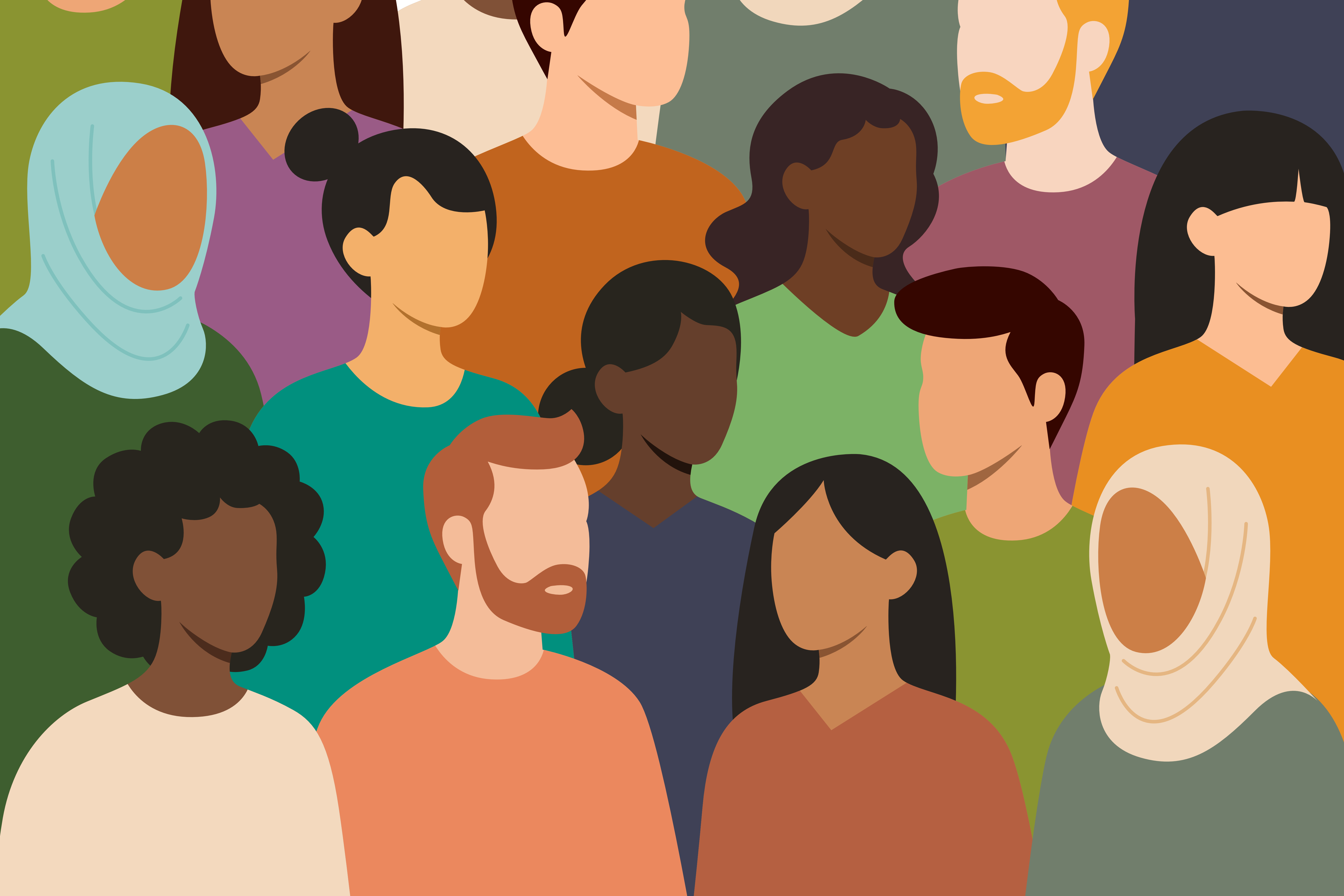 Illustration of people from multiple cultural, racial and ethnic backgrounds.